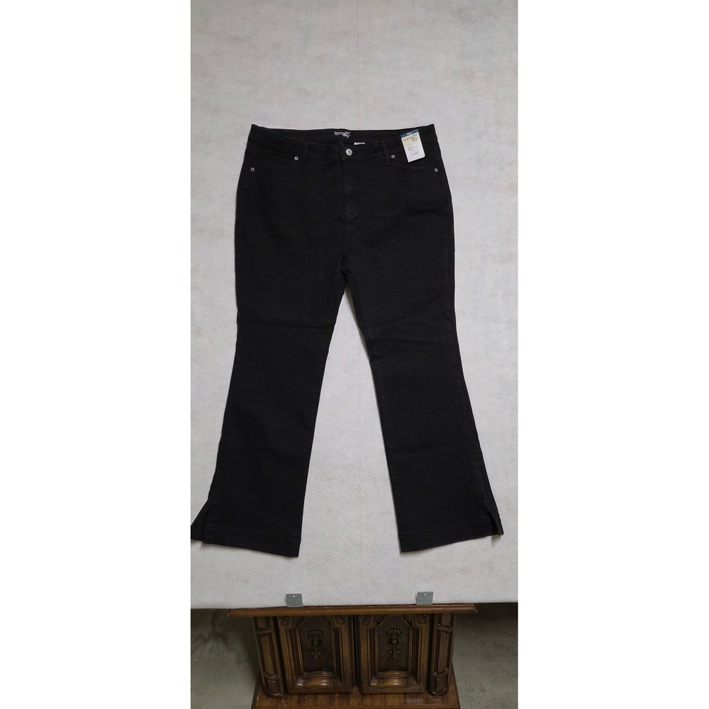 Terra & Sky Bootcut Jeans Size 18W Black High Rise Side Slit Denim Pants